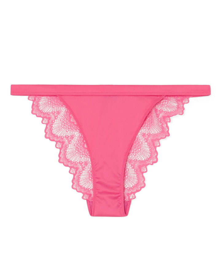 UNDERSTATEMENT - Satin Lace Bikini Tanga Bubblegum Pink