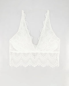 Lace Plunge Bralette Top Blanche White