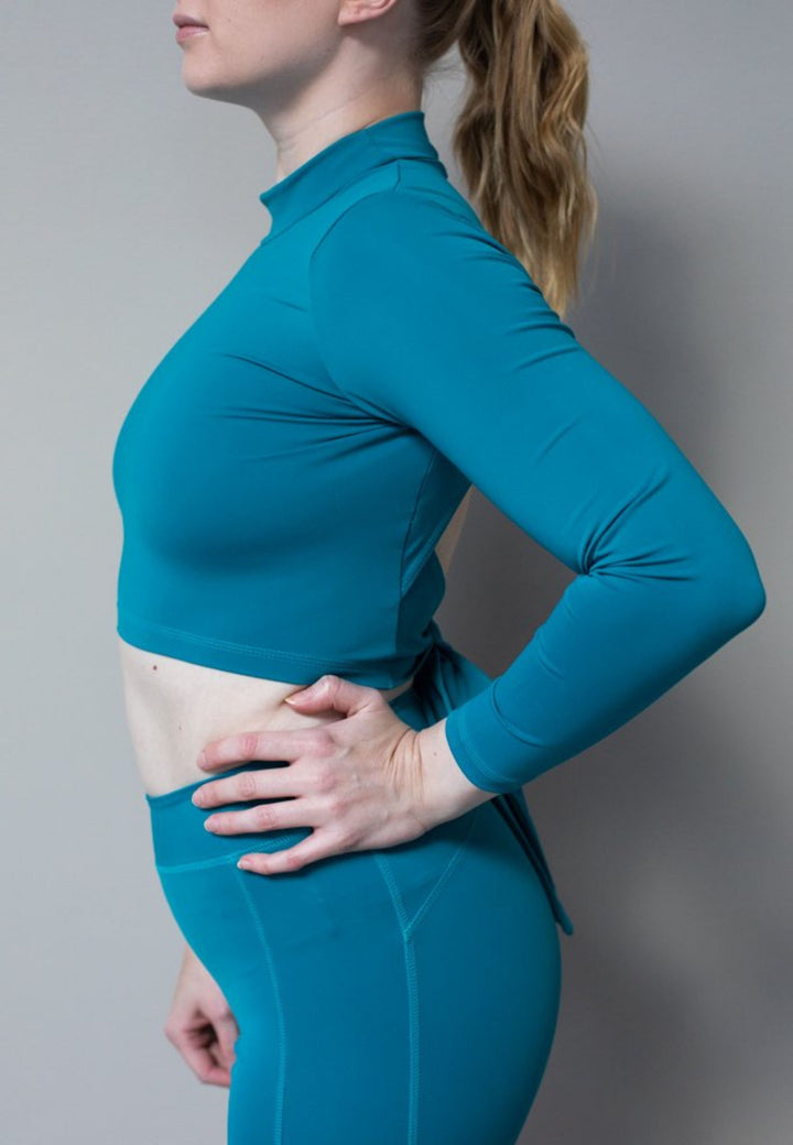 REVOEL - Liza Long Sleeve Wrap Shirt Turquoise