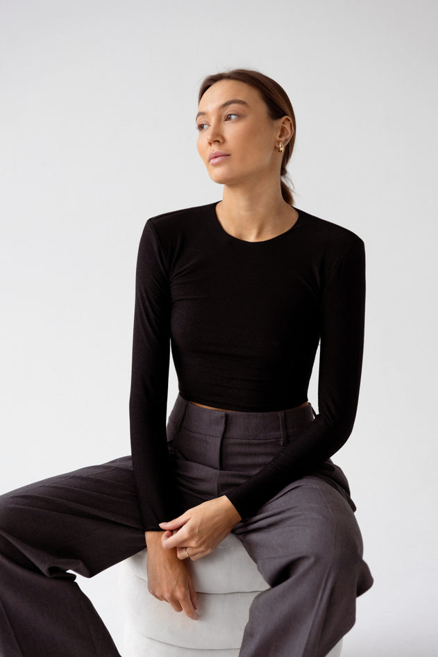 Crop Top Luminescent Knit Black