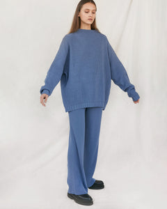 Rib Lounge Merino Wool Pants Baltic Blue