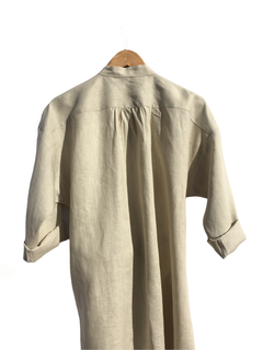 Oval Shirt Dress Winter Linen Beige