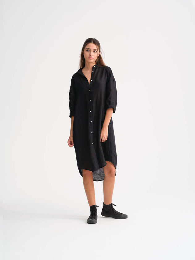 Oval Shirt Dress Black