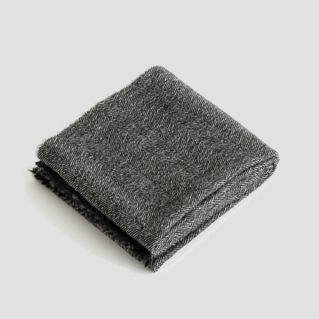 Finnish Wool Scarf Herringbone Black