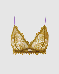 Lace Triangle Bralette 001 Olive/Lavender