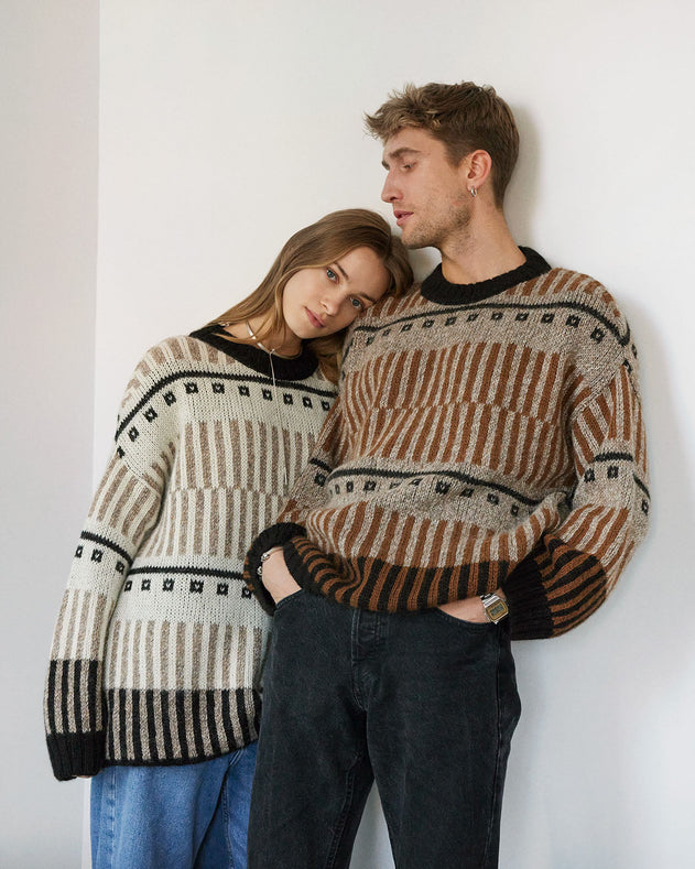 Ethno Alpaca Wool Sweater Brown