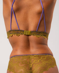 Lace Triangle Bralette 001 Olive/Lavender