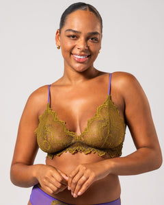 Lace Triangle Bralette 001 Olive/Lavender