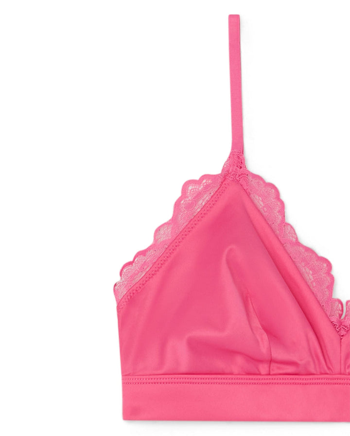 UNDERSTATEMENT - Satin Lace Triangle Bralette Bubblegum Pink