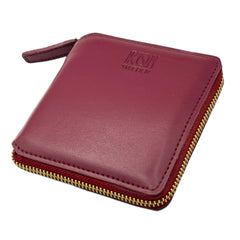 Kivik Apple Leather Small Zip Wallet Wine Red