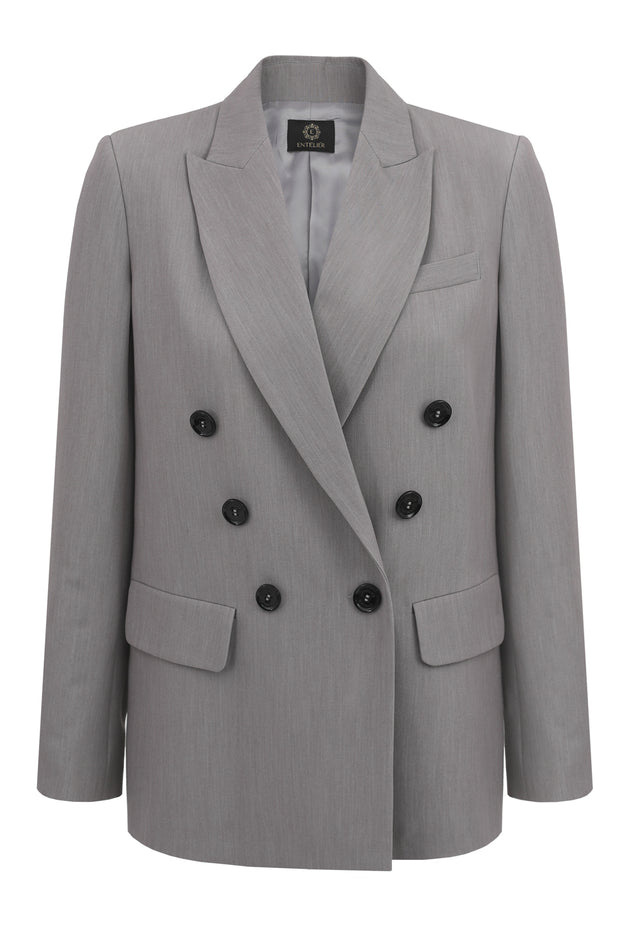 Double-Breasted Blazer Gray