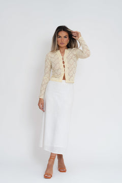 Axel Cardigan Pastel Yellow Lace