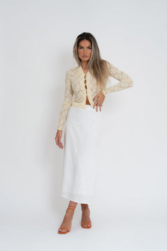 Axel Cardigan Pastel Yellow Lace