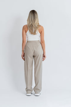 Frankie Pinstripe Trousers Beige