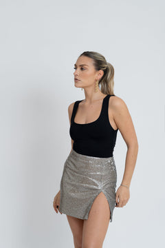 Rain Sequin Skirt Grey