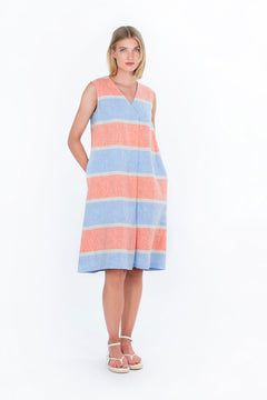 Ankkuri Linen Dress Orange Stripes