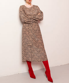 Midi Round Neck Sunday Silk Dress Dots