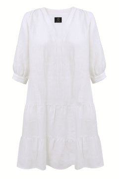 Jasmine Linen Dress White