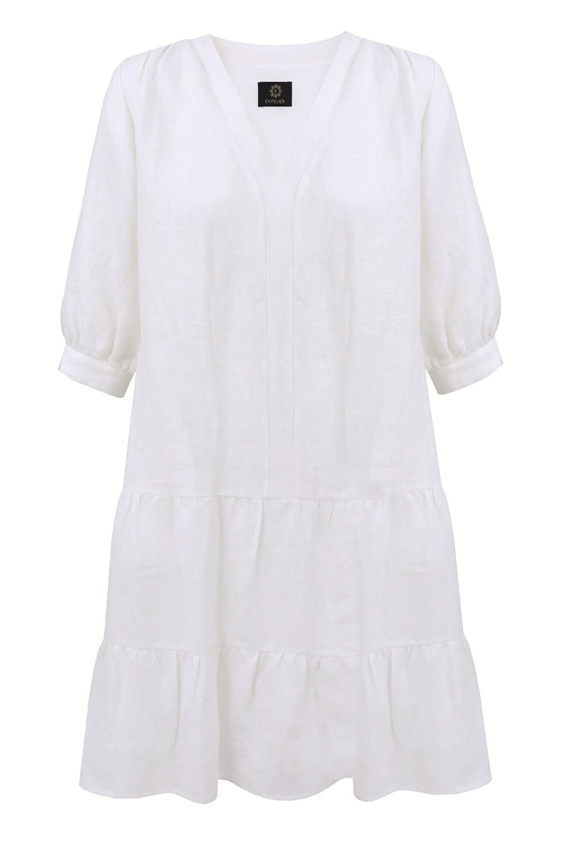 Jasmine Linen Dress White