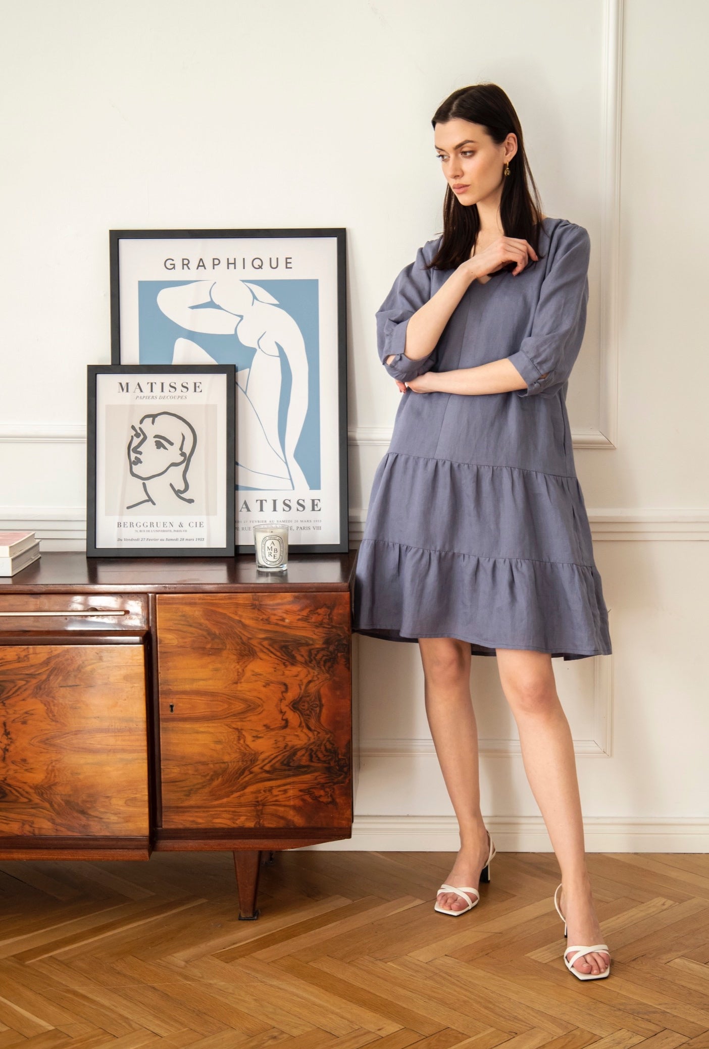 Blue Jasmine Linen Dress