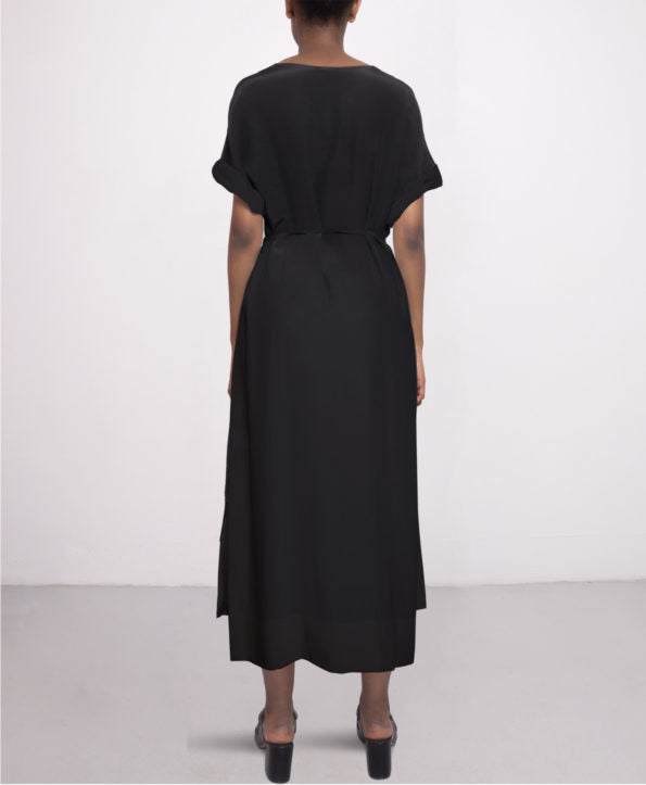 Day Midi Silk Dress Black