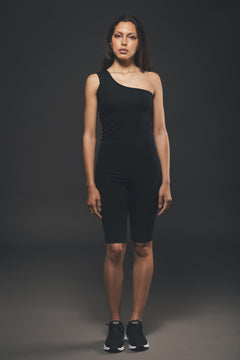 One Shoulder Cycling Jumpsuit in Black
