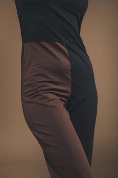 Straight-Leg Jumpsuit in Black and Brown