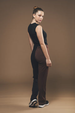 Straight-Leg Jumpsuit in Black and Brown