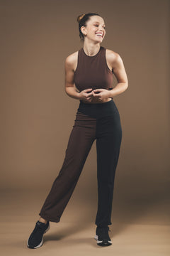 Straight Leg Trousers in Black and Brown