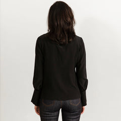 Bow Tie Blouse Black Silk