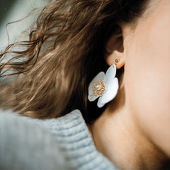 Butterfly Orchid Stud Earrings White