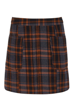 Suki Cotton Mini Skirt Tobacco Check