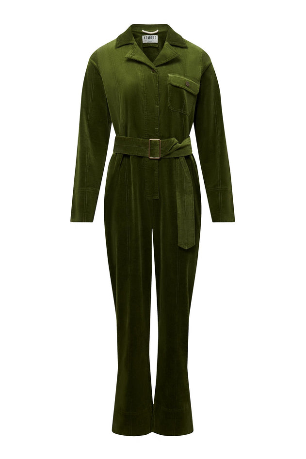 Electra Cotton Needle Cord Jumpsuit Pine Green