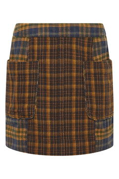 Suki Cotton Flannel Miniskirt Patchwork Check