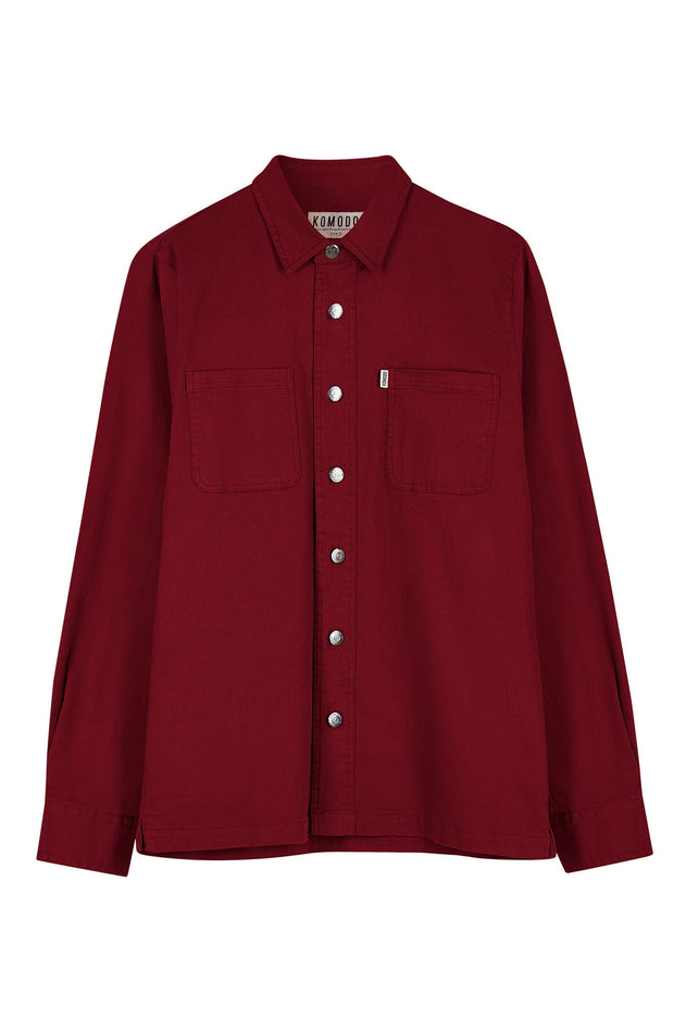 Jean Cotton Overshirt Wine Red