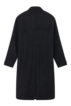 Kaia Wool Blend Twill Coat Charcoal