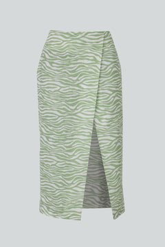 Iris Zebra Asymmetrical Skirt Green
