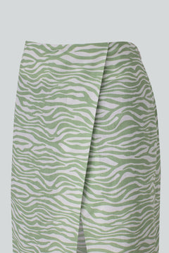 Iris Zebra Asymmetrical Skirt Green
