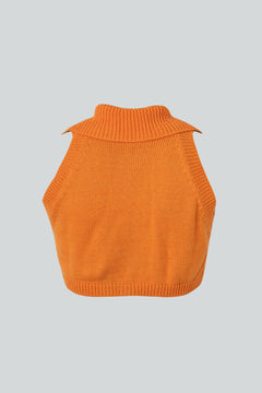 Papaya Knitted Crop Top Orange