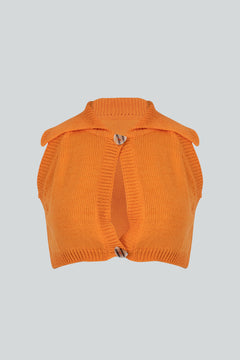 Papaya Knitted Crop Top Orange