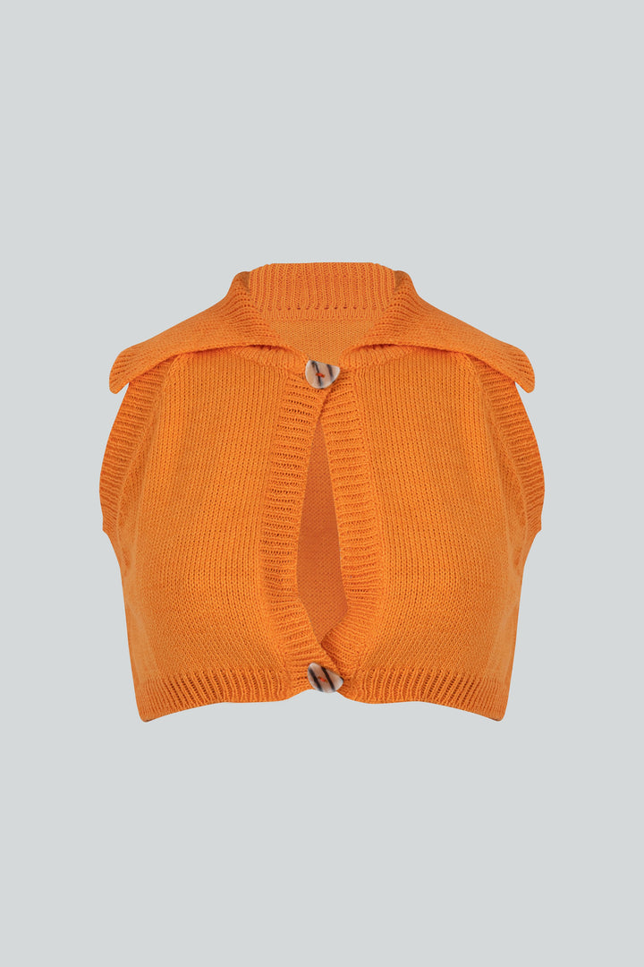 Carolina Machado - Papaya Knitted Crop Top Orange