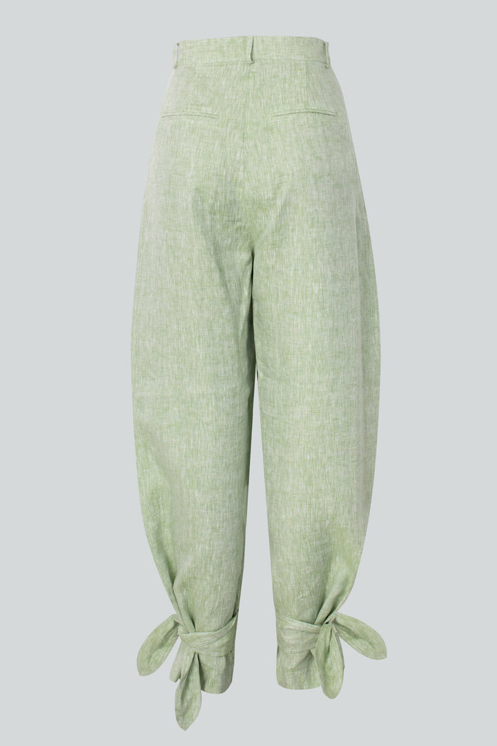 Carolina Machado - Ornata Linen Ballon Trousers Green