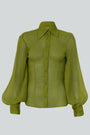 Carolina Machado - Basil Pleated Shirt Green, image no.5