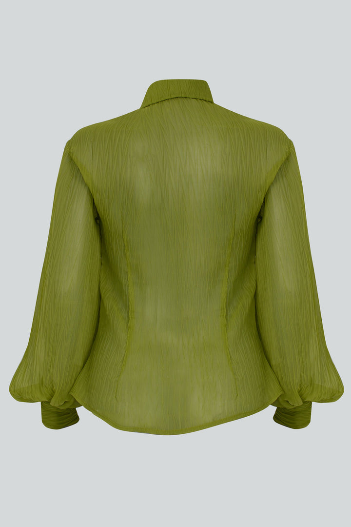 Carolina Machado - Basil Pleated Shirt Green