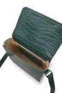 LEANDRA - Croco Engraved Squere Leather Shoulder Bag Green, image no.5