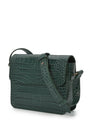 LEANDRA - Croco Engraved Squere Leather Shoulder Bag Green, image no.3