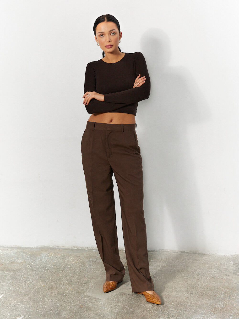 Crop Top In Knitted Brown