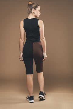 Cycling Short Jumpsuit in Black and Brown