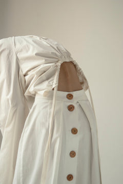 Wooden Buttons Skirt White