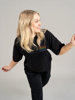 Boxy Rainbow T-Shirt Black